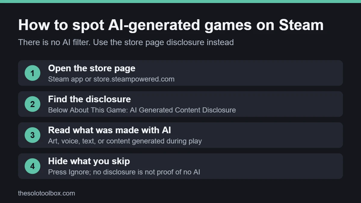 Infographic Game Developer How to Spot AI-Generated Games on Steam During Next Fest